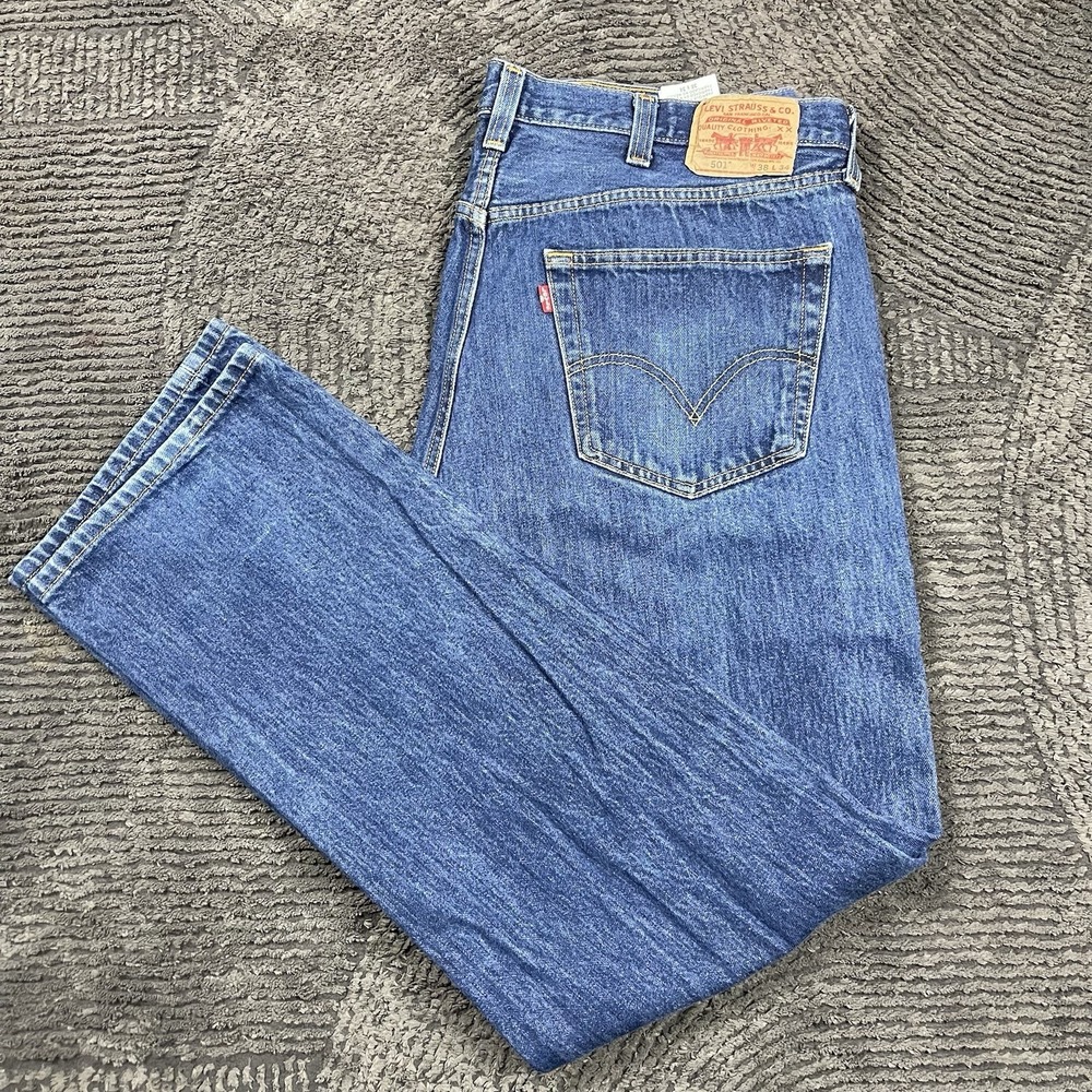 Levi's 501 Men's Jeans 38x33 Button Fly Straight Leg Blue‎ Denim Medium Wash